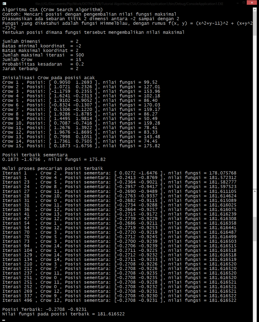 Algoritma CSA (Crow Search Algorithm) - Pip Tools